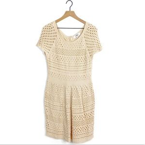 Tibi New York Tan Button Back Crochet Dress Large